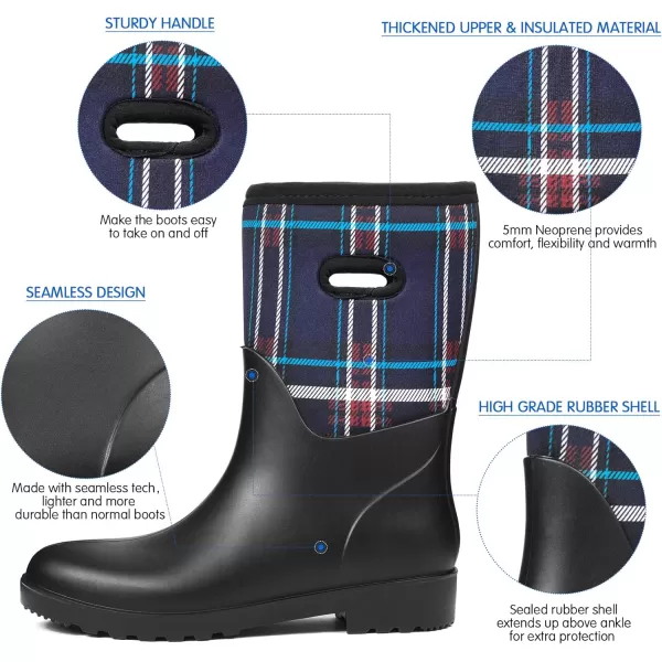 DKSUKO Women's Warm Snow Boots Waterproof High Performance Winter Rubber Rain Boots for Women