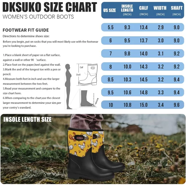 DKSUKO Women's Warm Snow Boots Waterproof High Performance Winter Rubber Rain Boots for Women