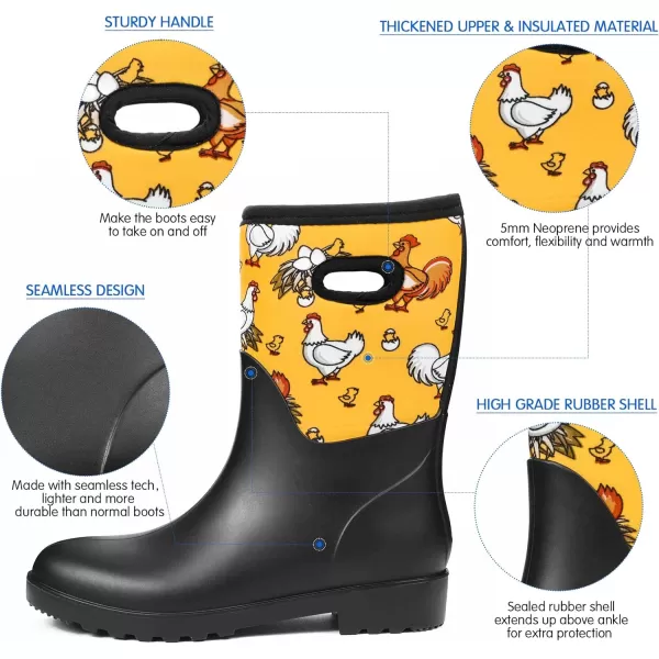 DKSUKO Women's Warm Snow Boots Waterproof High Performance Winter Rubber Rain Boots for Women