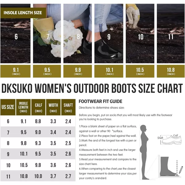 DKSUKO Women's Waterproof Garden Shoe Lightweight Rain Footwear with Comfort Insole