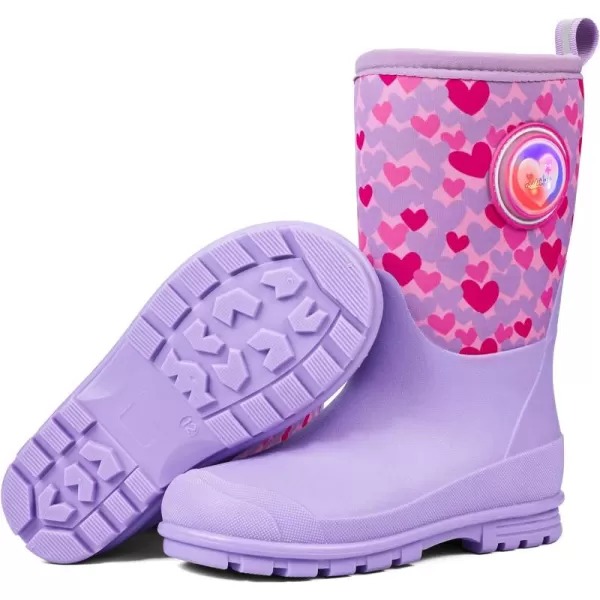 DKSUKO Kid's Winter Light up Rain Boots Snow Boots Insulated Waterproof Rubber Boots
