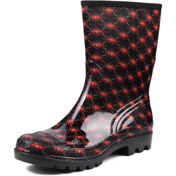 DKSUKO Waterproof Womens Rain Boots insulated,Lightweight Rubber fashion Wellies in Gardening,Warm and Comfortable Wide Calf Rain Boots with Glossy in Outdoor