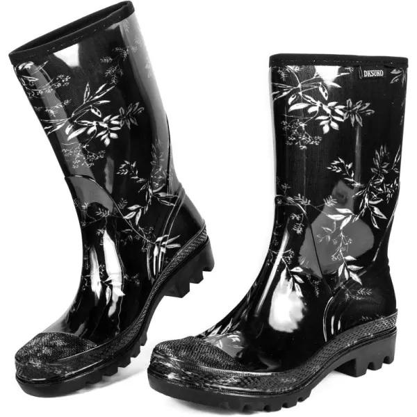 DKSUKO Waterproof Womens Rain Boots insulated,Lightweight Rubber fashion Wellies in Gardening,Warm and Comfortable Wide Calf Rain Boots with Glossy in Outdoor