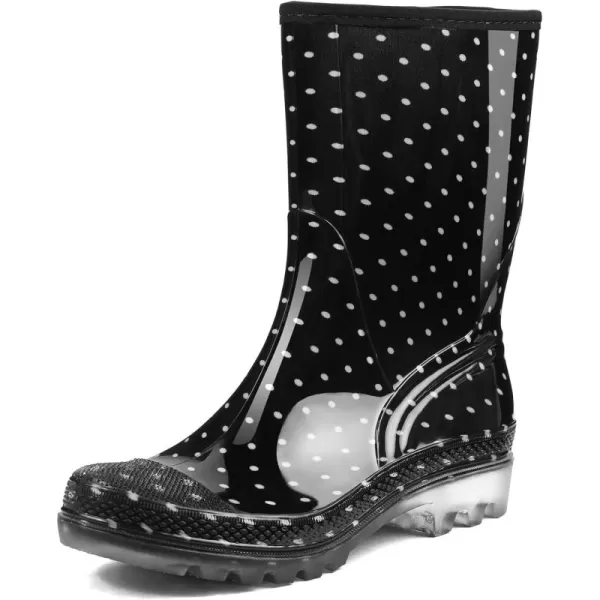 DKSUKO Waterproof Womens Rain Boots insulated,Lightweight Rubber fashion Wellies in Gardening,Warm and Comfortable Wide Calf Rain Boots with Glossy in Outdoor