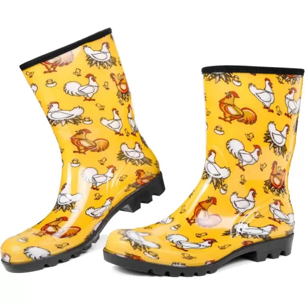 DKSUKO Waterproof Womens Rain Boots insulated,Lightweight Rubber fashion Wellies in Gardening,Warm and Comfortable Wide Calf Rain Boots with Glossy in Outdoor