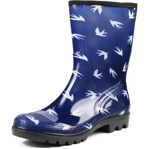 DKSUKO Waterproof Womens Rain Boots insulated,Lightweight Rubber fashion Wellies in Gardening,Warm and Comfortable Wide Calf Rain Boots with Glossy in Outdoor