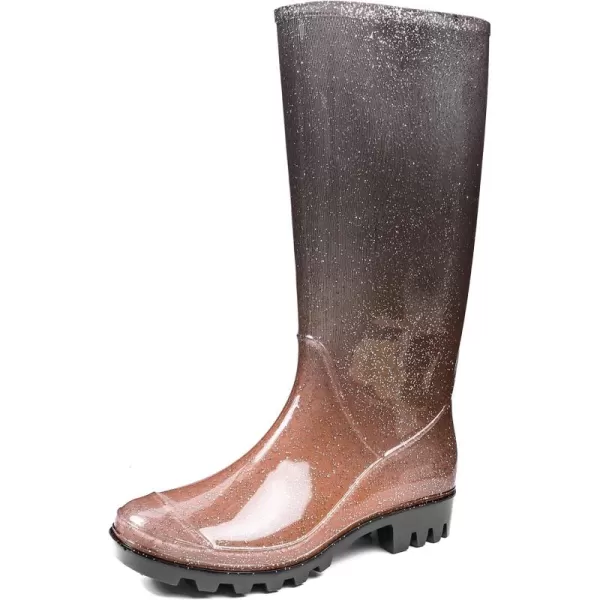 DKSUKO Waterproof Womens Rain Boots insulated,Lightweight Rubber fashion Wellies in Gardening,Warm and Comfortable Wide Calf Rain Boots with Glossy in Outdoor
