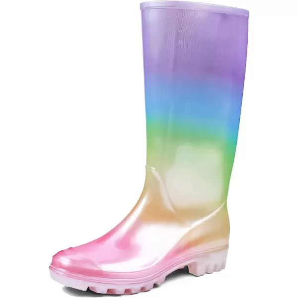 DKSUKO Waterproof Womens Rain Boots insulated,Lightweight Rubber fashion Wellies in Gardening,Warm and Comfortable Wide Calf Rain Boots with Glossy in Outdoor