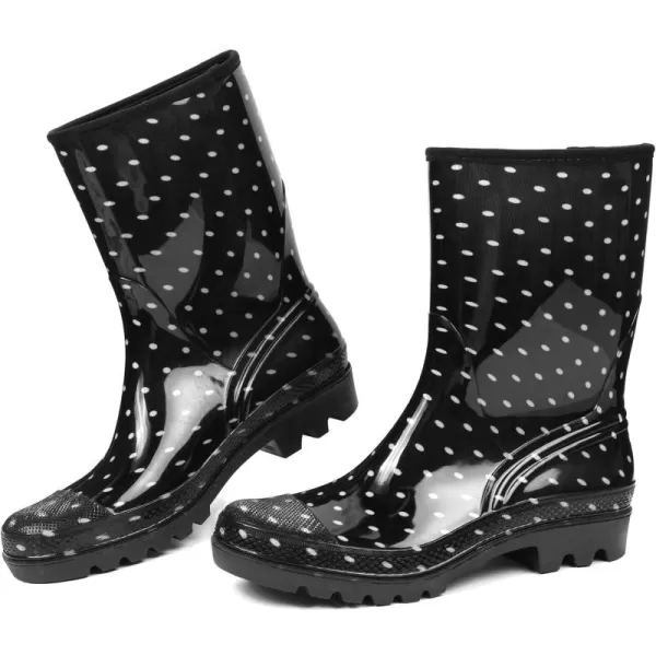 DKSUKO Waterproof Womens Rain Boots insulated,Lightweight Rubber fashion Wellies in Gardening,Warm and Comfortable Wide Calf Rain Boots with Glossy in Outdoor