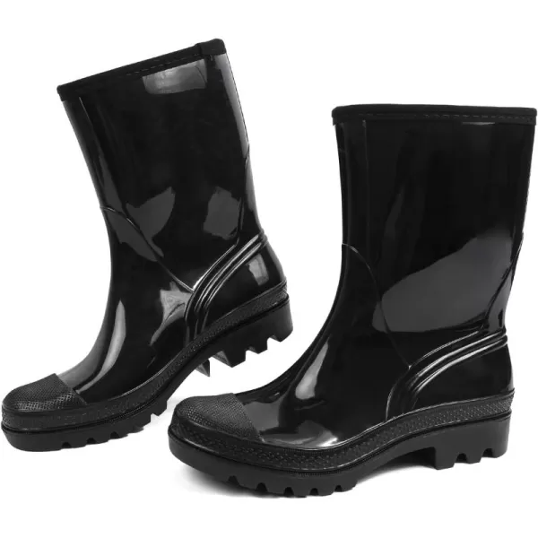 DKSUKO Waterproof Womens Rain Boots insulated,Lightweight Rubber fashion Wellies in Gardening,Warm and Comfortable Wide Calf Rain Boots with Glossy in Outdoor