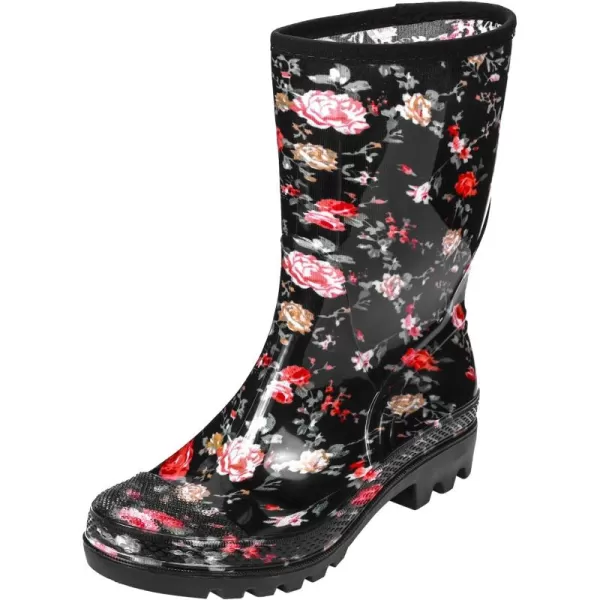 DKSUKO Waterproof Womens Rain Boots insulated,Lightweight Rubber fashion Wellies in Gardening,Warm and Comfortable Wide Calf Rain Boots with Glossy in Outdoor