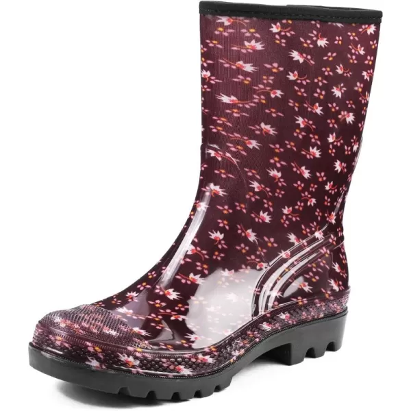 DKSUKO Waterproof Womens Rain Boots insulated,Lightweight Rubber fashion Wellies in Gardening,Warm and Comfortable Wide Calf Rain Boots with Glossy in Outdoor