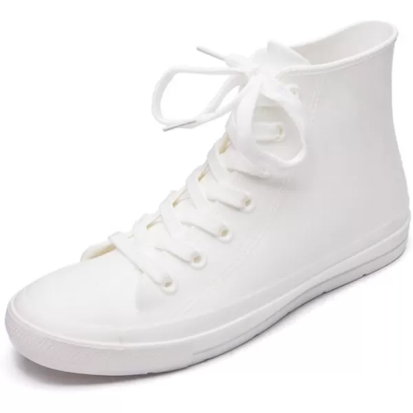 DKSUKO Women's Rain Boots Waterproof High Top Rain Shoes with Lace Up Anti-Slip Garden Shoes