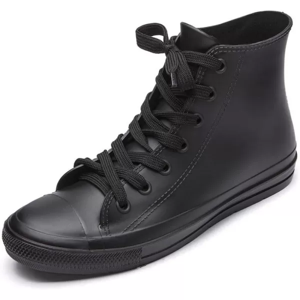 DKSUKO Women's Rain Boots Waterproof High Top Rain Shoes with Lace Up Anti-Slip Garden Shoes