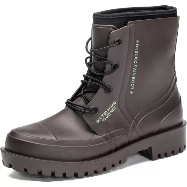 DKSUKO Women's Rain Boots Waterproof High Top Rain Shoes with Lace Up Anti-Slip Garden Shoes