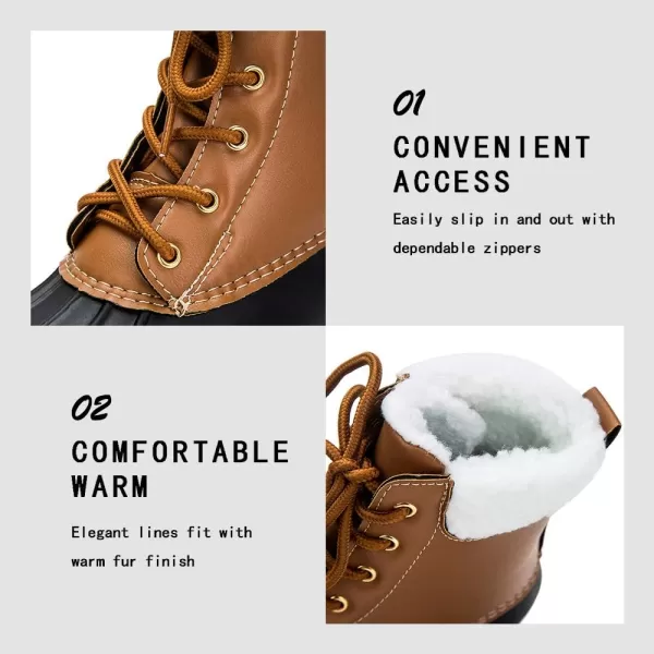 DKSUKO Women's Winter Duck Boots with Waterproof Zipper Rain Boots for Women