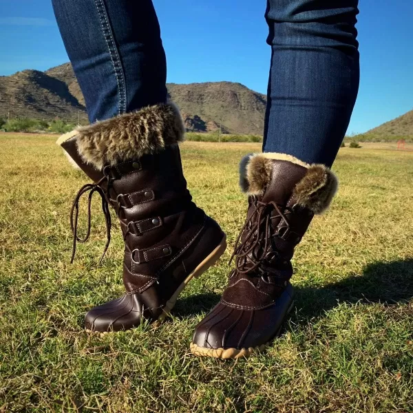 DKSUKO Women's Winter Duck Boots with Waterproof Zipper Rain Boots for Women