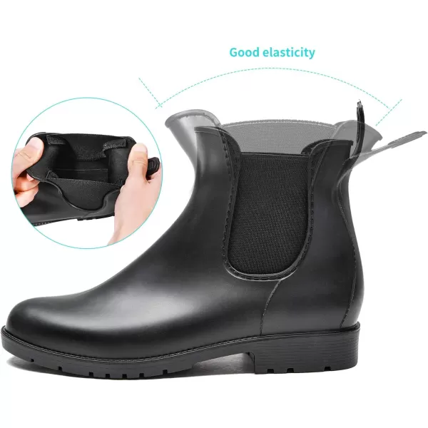 DKSUKO Women's Short Rain Boots Rubber Waterproof Garden Boots Elastic Slip On Ankle Chelsea Boot Fashion Insulated Rain Shoe for Outdoor Work Thick Sole