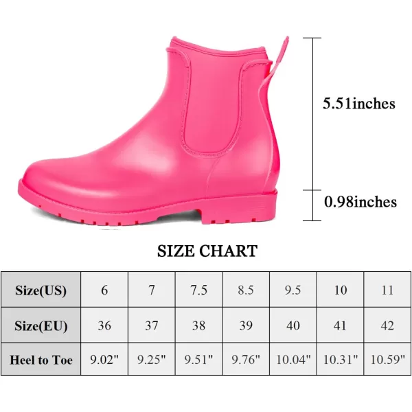 DKSUKO Women's Short Rain Boots Rubber Waterproof Garden Boots Elastic Slip On Ankle Chelsea Boot Fashion Insulated Rain Shoe for Outdoor Work Thick Sole