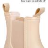 imageDKSUKO Womens Short Rain Boots Rubber Waterproof Garden Boots Elastic Slip On Ankle Chelsea Boot Fashion Insulated Rain Shoe for Outdoor Work Thick SoleBeige