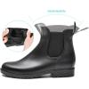 imageDKSUKO Womens Short Rain Boots Rubber Waterproof Garden Boots Elastic Slip On Ankle Chelsea Boot Fashion Insulated Rain Shoe for Outdoor Work Thick SoleGrey