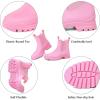 imageDKSUKO Womens Short Rain Boots Rubber Waterproof Garden Boots Elastic Slip On Ankle Chelsea Boot Fashion Insulated Rain Shoe for Outdoor Work Thick SolePink