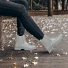 imageDKSUKO Womens Short Rain Boots Rubber Waterproof Garden Boots Elastic Slip On Ankle Chelsea Boot Fashion Insulated Rain Shoe for Outdoor Work Thick SoleMatte Gray