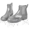 imageDKSUKO Womens Short Rain Boots Rubber Waterproof Garden Boots Elastic Slip On Ankle Chelsea Boot Fashion Insulated Rain Shoe for Outdoor Work Thick SoleGrey a