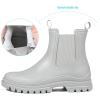 imageDKSUKO Womens Short Rain Boots Rubber Waterproof Garden Boots Elastic Slip On Ankle Chelsea Boot Fashion Insulated Rain Shoe for Outdoor Work Thick SoleMatte Gray