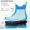 imageDKSUKO Womens Short Rain Boots Rubber Waterproof Garden Boots Elastic Slip On Ankle Chelsea Boot Fashion Insulated Rain Shoe for Outdoor Work Thick SoleRoyal Blue