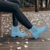 imageDKSUKO Womens Short Rain Boots Rubber Waterproof Garden Boots Elastic Slip On Ankle Chelsea Boot Fashion Insulated Rain Shoe for Outdoor Work Thick SoleSky Blue
