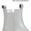 imageDKSUKO Womens Short Rain Boots Rubber Waterproof Garden Boots Elastic Slip On Ankle Chelsea Boot Fashion Insulated Rain Shoe for Outdoor Work Thick SoleMatte Gray