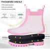 imageDKSUKO Womens Short Rain Boots Rubber Waterproof Garden Boots Elastic Slip On Ankle Chelsea Boot Fashion Insulated Rain Shoe for Outdoor Work Thick SolePink