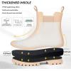 imageDKSUKO Womens Short Rain Boots Rubber Waterproof Garden Boots Elastic Slip On Ankle Chelsea Boot Fashion Insulated Rain Shoe for Outdoor Work Thick SoleBeige