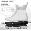 imageDKSUKO Womens Short Rain Boots Rubber Waterproof Garden Boots Elastic Slip On Ankle Chelsea Boot Fashion Insulated Rain Shoe for Outdoor Work Thick SoleMatte Gray