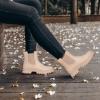 imageDKSUKO Womens Short Rain Boots Rubber Waterproof Garden Boots Elastic Slip On Ankle Chelsea Boot Fashion Insulated Rain Shoe for Outdoor Work Thick SoleBeige