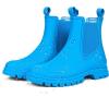 imageDKSUKO Womens Short Rain Boots Rubber Waterproof Garden Boots Elastic Slip On Ankle Chelsea Boot Fashion Insulated Rain Shoe for Outdoor Work Thick SoleRoyal Blue