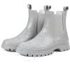 imageDKSUKO Womens Short Rain Boots Rubber Waterproof Garden Boots Elastic Slip On Ankle Chelsea Boot Fashion Insulated Rain Shoe for Outdoor Work Thick SoleMatte Gray