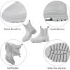 imageDKSUKO Womens Short Rain Boots Rubber Waterproof Garden Boots Elastic Slip On Ankle Chelsea Boot Fashion Insulated Rain Shoe for Outdoor Work Thick SoleMatte Gray