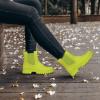 imageDKSUKO Womens Short Rain Boots Rubber Waterproof Garden Boots Elastic Slip On Ankle Chelsea Boot Fashion Insulated Rain Shoe for Outdoor Work Thick SoleFluorescent Green
