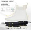 imageDKSUKO Womens Short Rain Boots Rubber Waterproof Garden Boots Elastic Slip On Ankle Chelsea Boot Fashion Insulated Rain Shoe for Outdoor Work Thick SoleMatte White