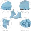 imageDKSUKO Womens Short Rain Boots Rubber Waterproof Garden Boots Elastic Slip On Ankle Chelsea Boot Fashion Insulated Rain Shoe for Outdoor Work Thick SoleSky Blue
