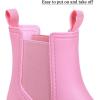 imageDKSUKO Womens Short Rain Boots Rubber Waterproof Garden Boots Elastic Slip On Ankle Chelsea Boot Fashion Insulated Rain Shoe for Outdoor Work Thick SolePink