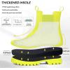 imageDKSUKO Womens Short Rain Boots Rubber Waterproof Garden Boots Elastic Slip On Ankle Chelsea Boot Fashion Insulated Rain Shoe for Outdoor Work Thick SoleFluorescent Green