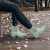 imageDKSUKO Womens Short Rain Boots Rubber Waterproof Garden Boots Elastic Slip On Ankle Chelsea Boot Fashion Insulated Rain Shoe for Outdoor Work Thick SoleMint Green