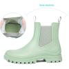 imageDKSUKO Womens Short Rain Boots Rubber Waterproof Garden Boots Elastic Slip On Ankle Chelsea Boot Fashion Insulated Rain Shoe for Outdoor Work Thick SoleMint Green