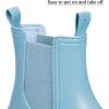 imageDKSUKO Womens Short Rain Boots Rubber Waterproof Garden Boots Elastic Slip On Ankle Chelsea Boot Fashion Insulated Rain Shoe for Outdoor Work Thick SoleSky Blue