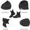 imageDKSUKO Womens Short Rain Boots Rubber Waterproof Garden Boots Elastic Slip On Ankle Chelsea Boot Fashion Insulated Rain Shoe for Outdoor Work Thick SoleBlack