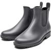 imageDKSUKO Womens Short Rain Boots Rubber Waterproof Garden Boots Elastic Slip On Ankle Chelsea Boot Fashion Insulated Rain Shoe for Outdoor Work Thick SoleGrey