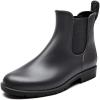 imageDKSUKO Womens Short Rain Boots Rubber Waterproof Garden Boots Elastic Slip On Ankle Chelsea Boot Fashion Insulated Rain Shoe for Outdoor Work Thick SoleGrey